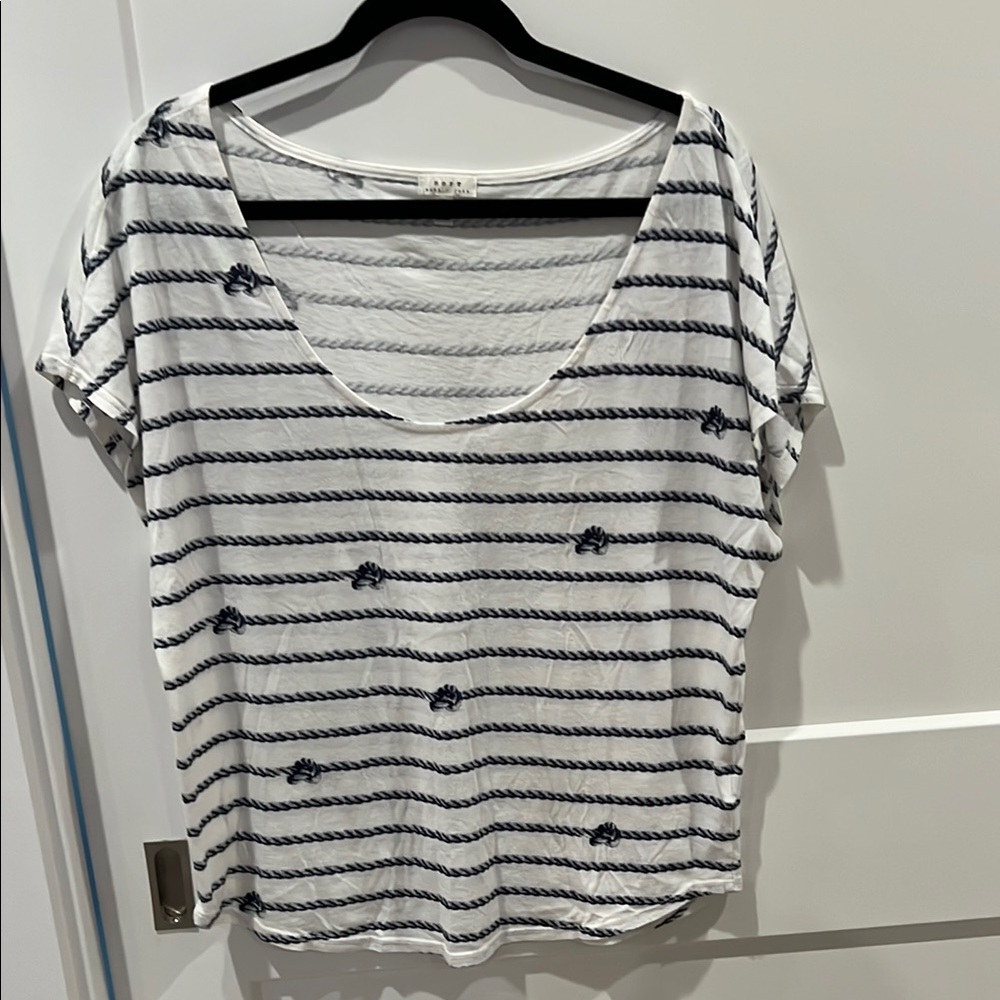 Soft Joie White and Navy Striped Women's Top, M